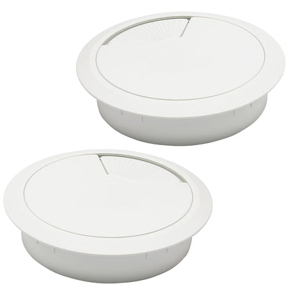 Desk Grommet 3-1/8" (80 mm), Desk Cord Hole Cover, Cable Grommet ABS Plastic, Desk Hole Grommet for Office and Home Table Cable, Detachable Adjustable Cable Cord Organizer (White 2 Pcs)