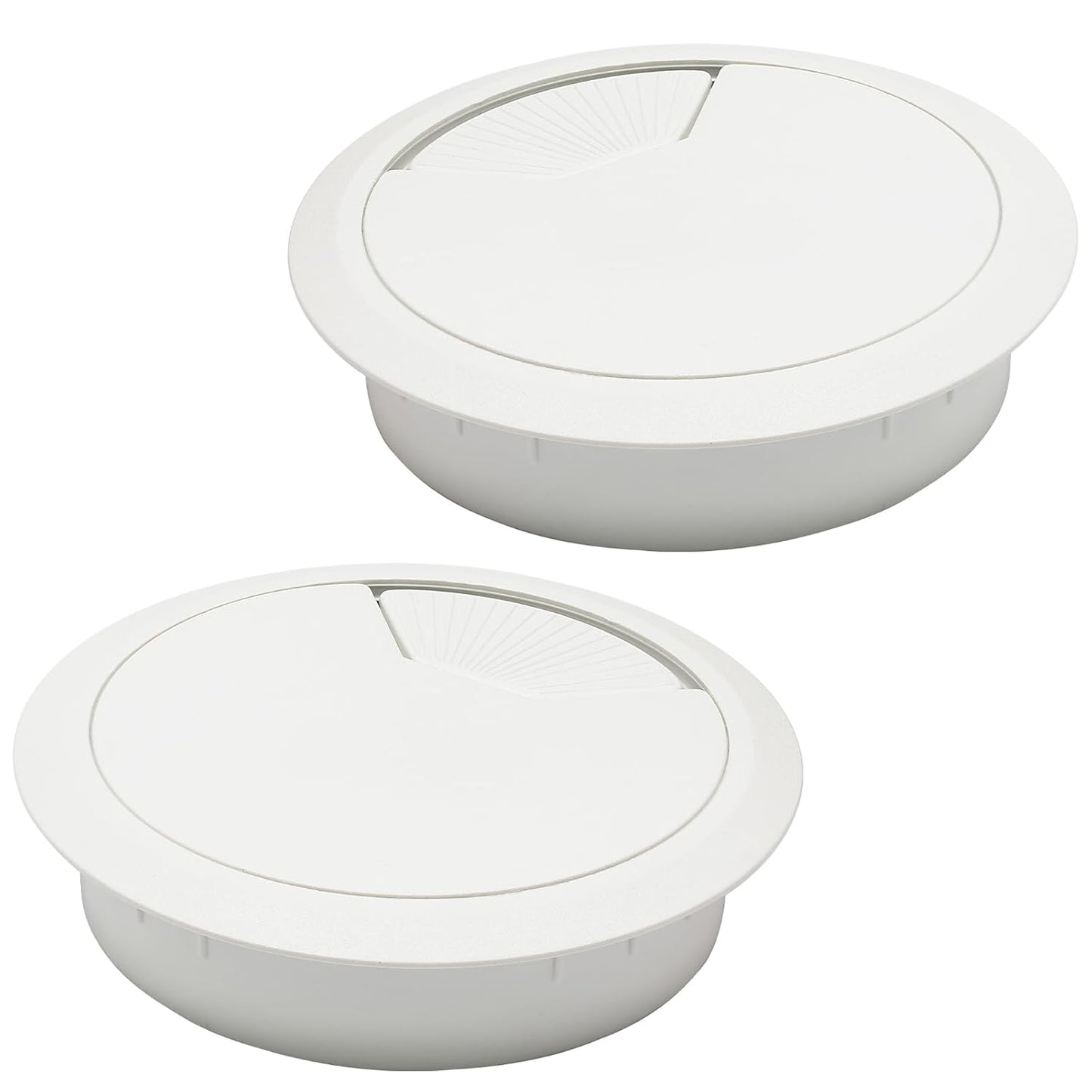 Desk Grommet 2-3/8" (60 mm), Desk Cord Hole Cover, Cable Grommet ABS Plastic, Desk Hole Grommet for Office and Home Table Cable, Detachable Adjustable Cable Cord Organizer (White 2 Pcs)