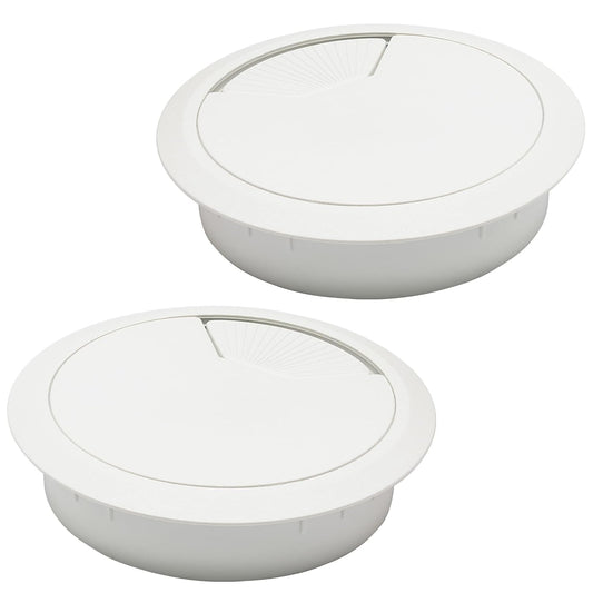 Desk Grommet 2-3/8" (60 mm), Desk Cord Hole Cover, Cable Grommet ABS Plastic, Desk Hole Grommet for Office and Home Table Cable, Detachable Adjustable Cable Cord Organizer (White 2 Pcs)