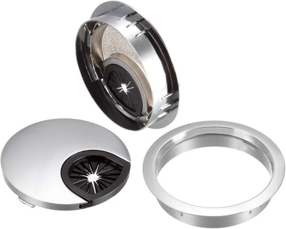 uxcell Cable Hole Cover, 2.4Inch/60mm Zinc Alloy Desk Wire Cord Cable Grommets Hole Cover for Office PC Desk Cable Cord Organizer, 4Pcs Bright Silver