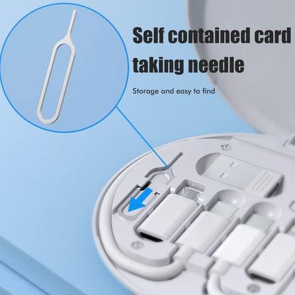 Multifunctional Data Cable Conversion Head Portable Storage Box, Multi-Type Charging Line Convertor USB Type C Adapter Tool Contains Sim Card Slot Tray Eject Pin, Phone Holder (Black)