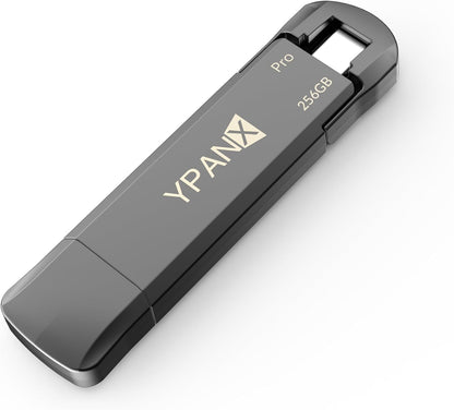 YPANX 256GB Pro Portable SSD, 1000MB/s Speed, USB 3.2 Gen 2 + Type C Dual-Port, Lightweight External SSD for iPhone 15/16/Pro, Android, Windows, Mac, Tablets