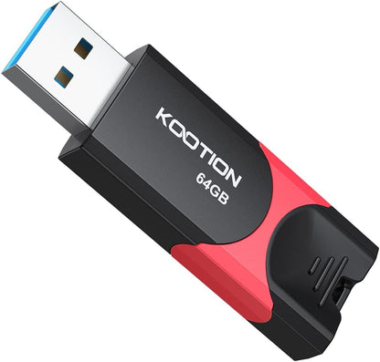 KOOTION Flash Drive 64 GB USB 3.0 Flash Drive Thumb Drive Retractable 64G Memory Stick Ultra High Speed USB Stick Rugged Jump Drive with LED Indicator for Data Storage and Transfer