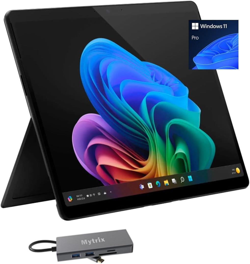 Microsoft Surface Pro 11 (16GB RAM | 2TB SSD) Copilot+ PC Tablet w/11-in-1 Hub, 13" 2.8K OLED 120Hz Touch, Snapdragon X Elite w/AI NPU @45 TOPS, AI-Enhanced Camera, Win 11 Pro, Black (Renewed)