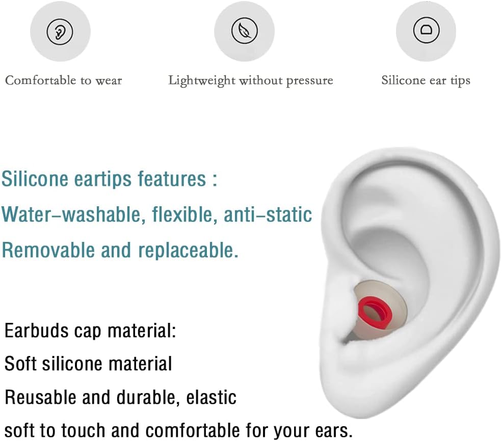 Replacement Earbud Tips Silicone Ear Tips for in- Ear Headphones Rubber Tips Ear Bud Tips,10 Pairs Large