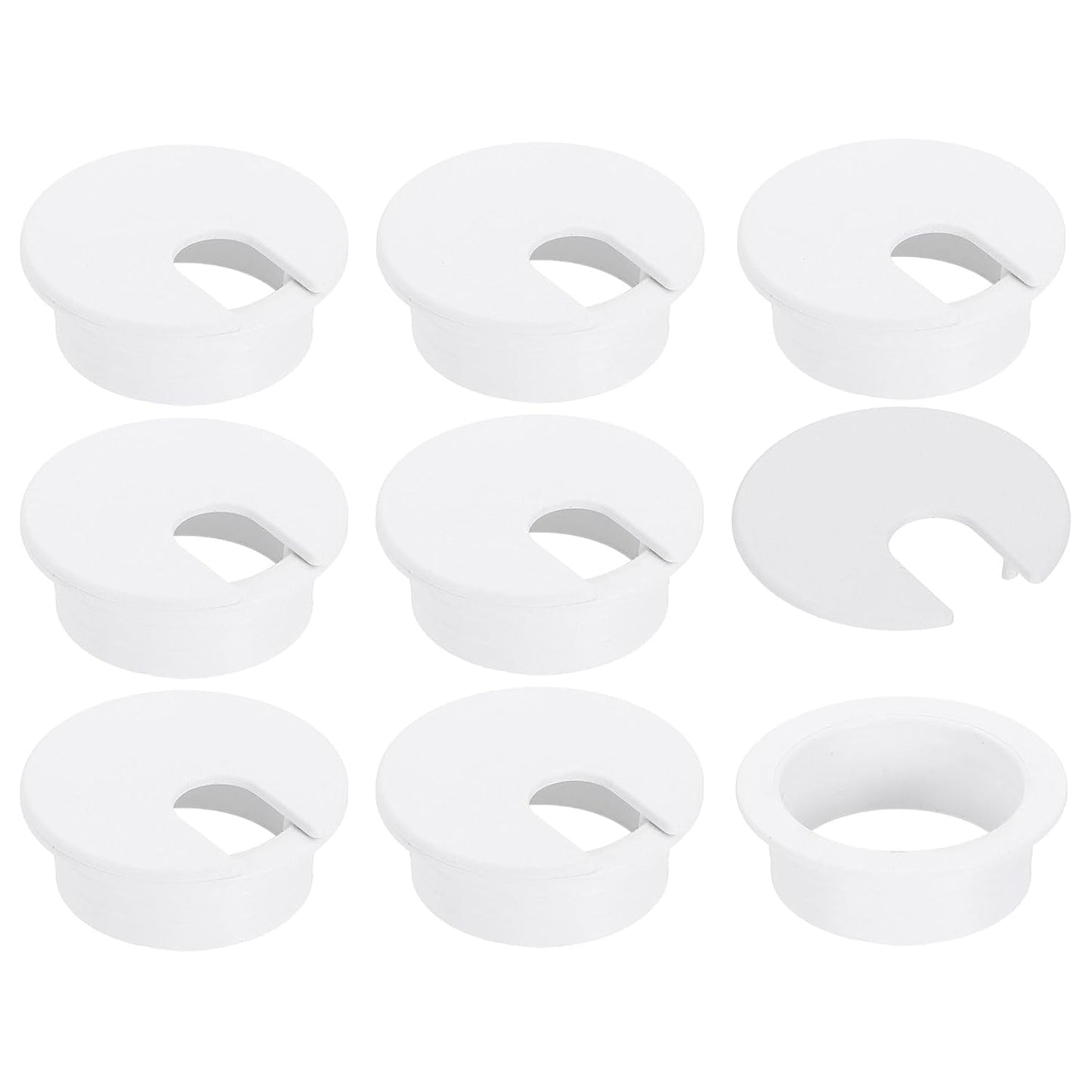 uxcell 8 Pcs 35mm (1.38 Inch) Desk Grommet, Plastic Cable Hole Cover, Wire Cord Cable Organizer for Home Office Computer Desk Cabinet, White