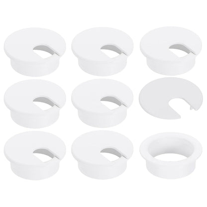 uxcell 8 Pcs 35mm (1.38 Inch) Desk Grommet, Plastic Cable Hole Cover, Wire Cord Cable Organizer for Home Office Computer Desk Cabinet, White