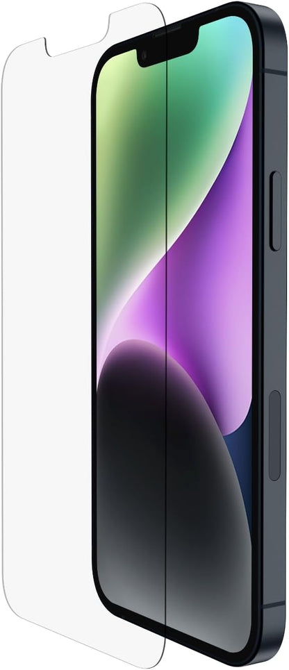 Belkin Tempered Glass Treated Screen Protector for iPhone 14, iPhone 13, & 13 Pro - Scratch-Resistant Impact Protection w/Included Easy Align Tray for Bubble-Free Application