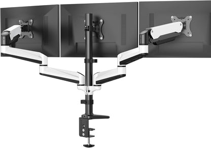 HUANUO Triple Monitor Stand - Full Motion Articulating Monitor Mount Fit Three 17 to 32 inch LCD Computer Screens with Clamp, Grommet Kit