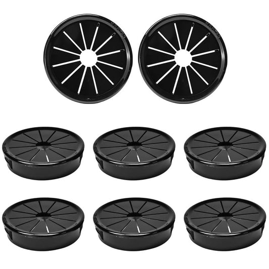 8PCS Cable Grommets, 1-3/4"(45mm) Desk Hole Cover Petal Shaped Buckle Type Nylon Snap Bushing Grommet, Wire Hole Cover Insert for Cables and Cords Management and Protection of Cabinet, Black