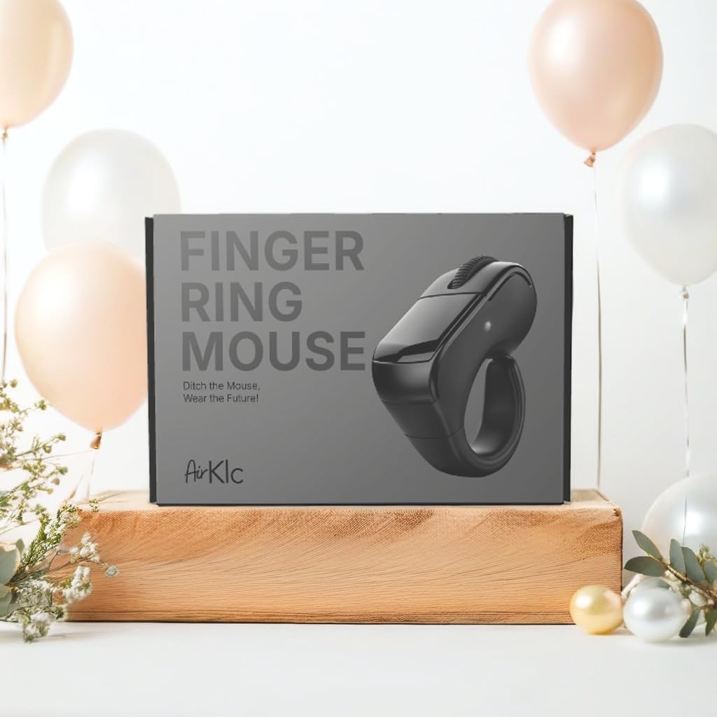 AirKlc Finger Ring Mouse, Bluetooth Touchpad, Cursor Control, Video Scroll, Compatible with PC, Laptop, Mobile, Tablet