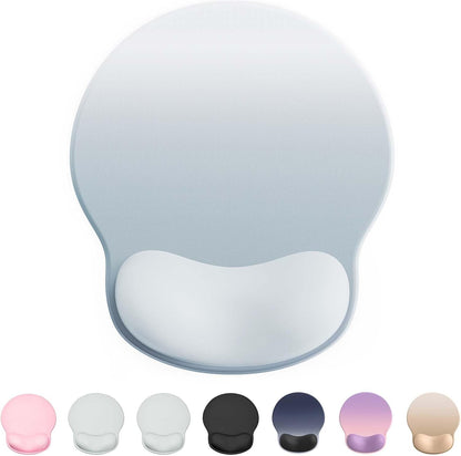 Ergonomic Mouse Pad Wrist Support, Comfortable Mouse Pad Wrist Rest, Relieve Wrist Pain Gel Mouse pad, Non-Slip Rubber Base Mousepad for Laptop, Computer(Gradient Grey Blue)