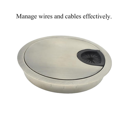 HAHIYO 1Pcs 3.15Inch/80mm Brushed Silver Zinc Alloy Desk Grommet Wire Grommet Cable Management Cord Hole Cover Desk Wire Hole Insert Wire Organizer for Computer Office Home School Equipment Systems