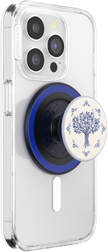 PopSockets Phone Grip for MagSafe with Kickstand, Magnetic Stand, Swappable Top, Secure Hold for iPhone MagSafe Cases, Phone & Tablet Grip - Olive Tree Tile