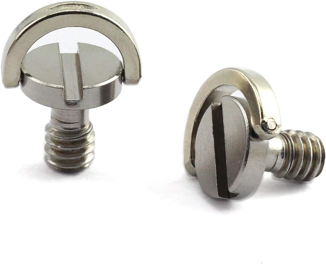 HJ Garden 2pcs 1/4-20 Thread D-Ring Stainless Steel Camera Fixing Screws for Camera Tripod Monopod QR Plate,D Shaft Quick Release Plate Mounting Screw 10mm Length