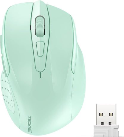TECKNET Wireless Mouse, 2.4G Ergonomic Optical Mouse, Computer Mouse for Laptop, PC, Computer, Chromebook, Notebook, 6 Buttons, 24 Months Battery Life, 4000 DPI, 6 Adjustment Levels