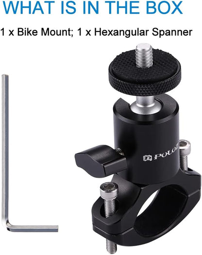 PULUZ Camera Handlebar Mount for Gopro Bike Motorcycle Mount, Aluminum Bicycle Camera Adapter Mount Holder for GoPro Hero 12/11/10/9/8/7 All Model/DJI OSMO Action Camera Accessories