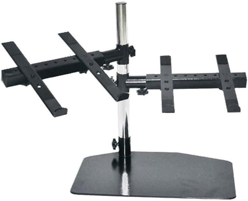Pyle Portable Dual Laptop Stand – Standing Table Holder with Bracket Arms,Adjustable Height,Ergonomic Design, 360° Swivel for DJ Mixer,Sound Equipment,Workstation,Gaming & Home Use with Tilt Function