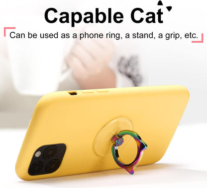 Cat Phone Ring Holder Grip- EI Sonador Transparent Cell Phone Ring Stand Holder Clear Kickstand Finger Grip, Compatible with Most of Phones, Tablets and Case (2 Colorful Cat)