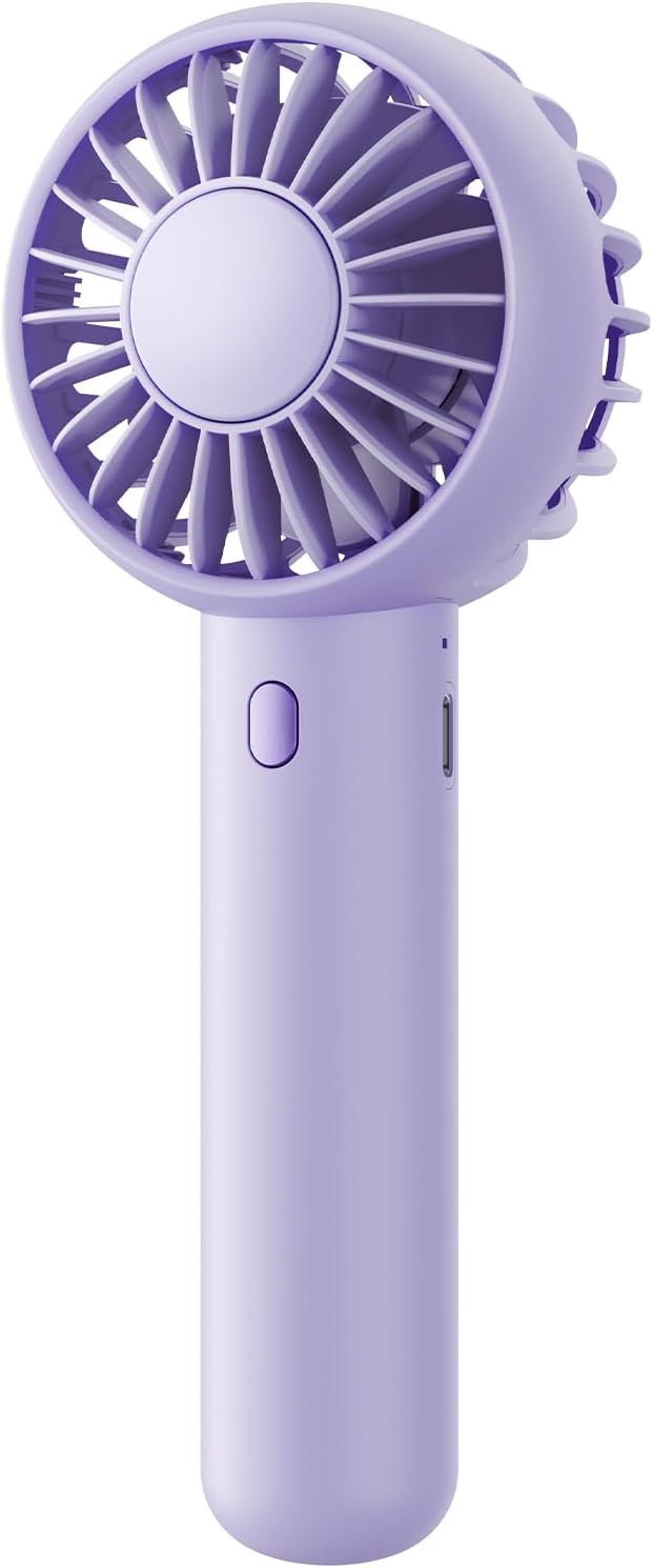 Gaiatop Mini Portable Fan, Small and Powerful, Cute Design 3 Speed Personal Handheld fan and Desktop with Base, Lightweight USB Rechargeable for Travel Lash Makeup Girl Women Summer Gift Purple