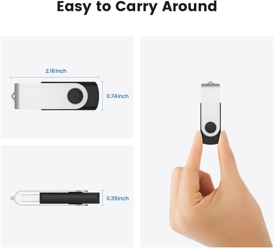 32GB Flash Drive 32gb USB Flash Drive 10 Pack Thumb Drive Memory Stick Swivel Jump Drive Keychain Design, Mixcolored