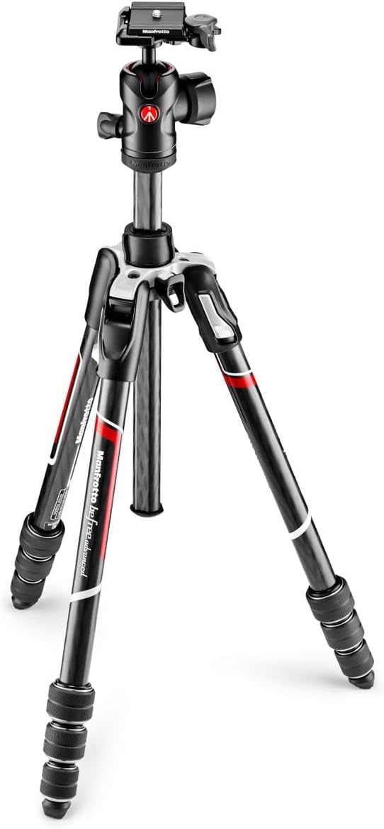 Manfrotto Befree Advanced Twist Camera Tripod Kit, Travel Tripod Kit with Fluid Head and Twist Closure, Portable and Compact, Carbon Camera Tripod for DSLR, Reflex, Mirrorless, Camera Accessories