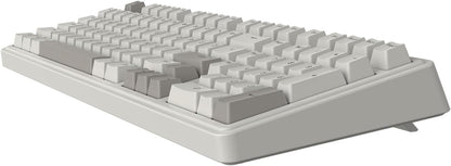 FIRSTBLOOD ONLY GAME. AK980 Wired Mechanical Keyboard, 101Keys Full Layout, Gasket Mount, Hot-Swappable USB Gaming Keyboard with Red Switches, Anti-Ghosting, Retro Grey-White
