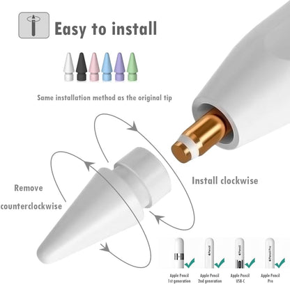 6 Color Tips for Apple Pencil tip, Apple Pen Tip Compatible with iPad Pencil Tip with Cover Case for Apple Pencil Pro/USB-C/ 1st Gen/ 2nd Generation iPencil(White,Black,Pink,Blue,Purple,Green)