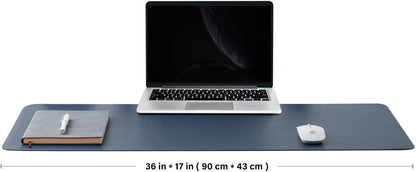 Cork Desk Mat - Dual-Sided Desk Pad for Office and Home - Desk Organization and Accessories - Ideal for Large Mouse Pad and Desk Mats on Top of Desks(Dark Blue,90cmx 43cm)