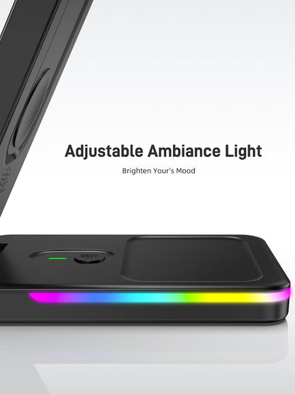 3 in 1 Magnetic Wireless Charger for Samsung, Foldable MagSafe Wireless Charging Station for Samsung Galaxy S25 Ultra/Z Fold7/Flip7/S24, Watch Charger for Galaxy Watch Ultra/8/7/Buds (for Travel)