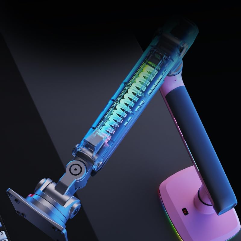 Gaming Monitor Arm for Flat/Ultrawide/Curved Monitors 32 to 60 inch, Heavy Duty Monitor Stand Load up to 20 kg, VESA 75/100 mm Mount (Fantasy Pink)