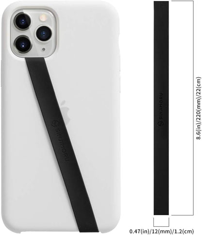 Sinjimoru Stretchable Silicone Phone Strap, Flexible and Elastic Grip Holder for iPhone & Android, Secure Phone Loops Finger Grip with Wireless Charging Support Sinji Loop Black