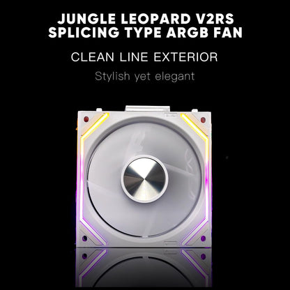 Jungle Leopard Interstellar V2 RS 120mm Case Fan Infinity Mirror Module Daisy-Chain ARGB Fan Triple Pack Suitable PC Cooling Fans 360mm AIO Cooler(White-3Pack)