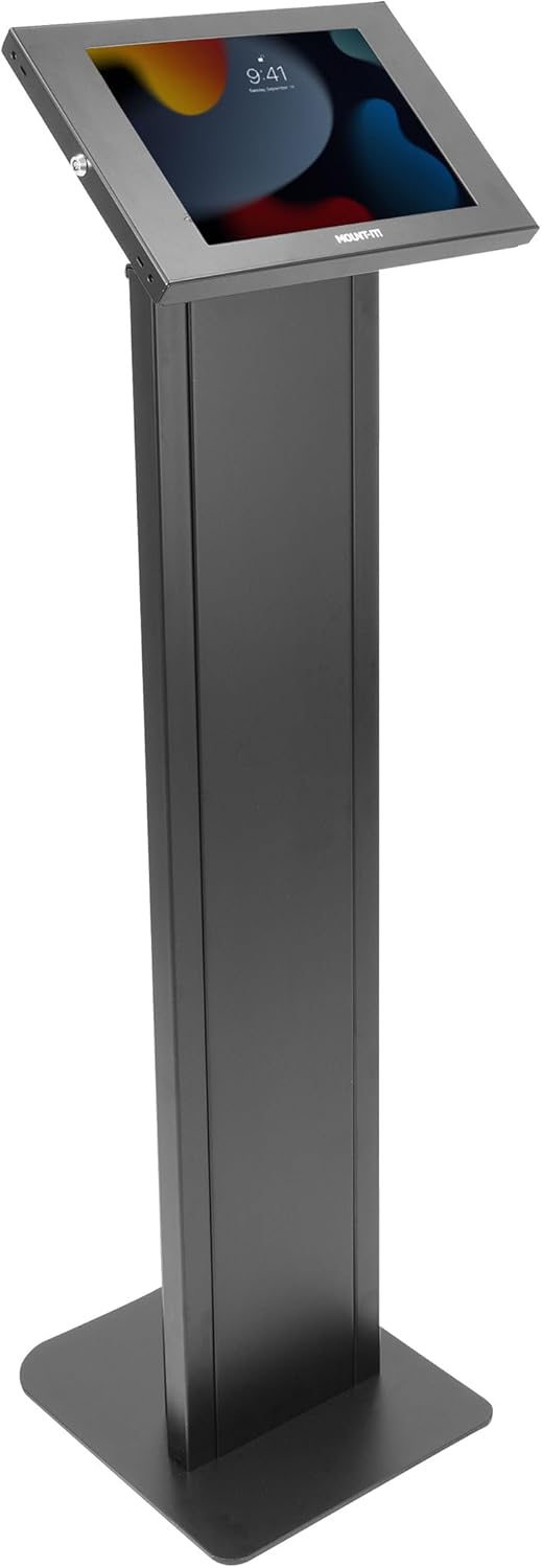 Mount-It! Anti-Theft Tablet Floor Stand Kiosk, Commercial Floor Kiosk with Universal Enclosure, Locking Tablet Mount Stand for iPad Gen 7-10, Pro, Air, 10.2 inch, 10.9 inch