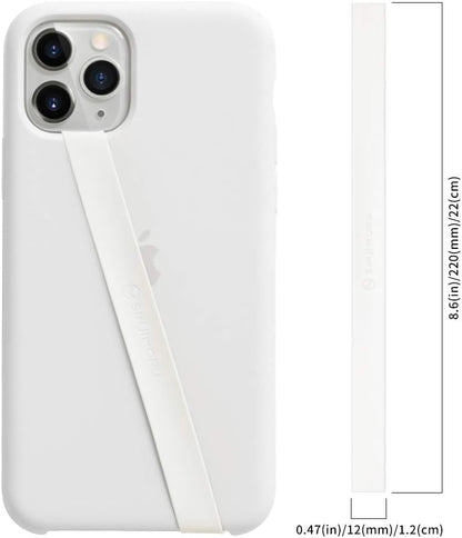Sinjimoru Stretchable Silicone Phone Strap, Flexible and Elastic Grip Holder for iPhone & Android, Secure Phone Loops Finger Grip with Wireless Charging Support Sinji Loop White