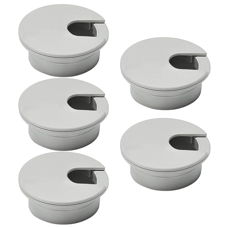 5 Pcs Desk Grommet 2" / 50 mm, Desk Cord Hole Cover, Cable Grommet ABS Plastic, Desk Hole Grommet for Home & Office Pc, Detachable Cable Cord Organizer-Light Grey