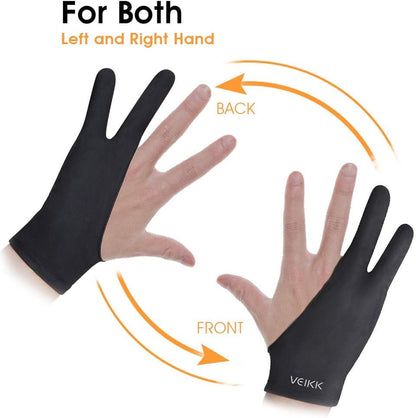VEIKK Artist Glove for Drawing Tablet Free Size, 1 Unit for Left-Handed or Right-Handed- Black