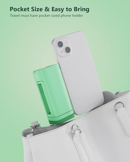 MiiKARE Airplane Travel Essentials Phone Holder, Universal Handsfree Phone Mount for Flying with 360 Degree Rotation, Travel Accessory for Airplane, Travel Must Haves Phone Stand for Desk, Table-Green