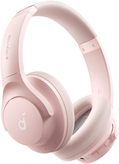 Soundcore by Anker Q20i Hybrid Active Noise Cancelling Headphones, Wireless Over-Ear Bluetooth, 40H Long ANC Playtime, Hi-Res Audio, Big Bass, Customize via an App, Transparency Mode (Pink)