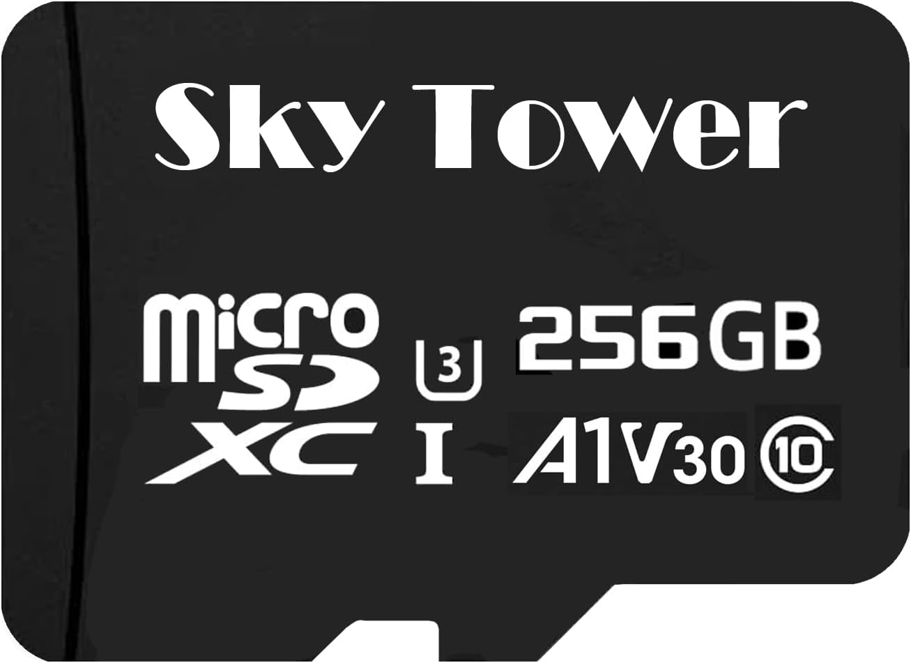 Sky Tower Ultra microSDXC microSDHC UHS-I Memory Card with Adapter [New Version] Flash Memory Card - Up to 100MB/s, U1, Class10, V10, A1, High Speed TF Card (256GB Micro SD Card 1 Pack)