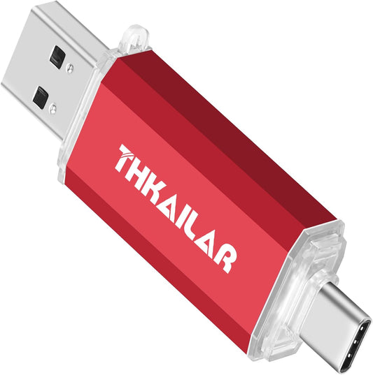 Thkailar USB Flash Drive 512GB,Type A and Type C Ports 2 in 1 OTG USB 3.1 Thumb Drive,Memory Stick for Business Traveler Compatible with iPhone 15/Android Phone/PC/Mac Pro/Laptop(Red)