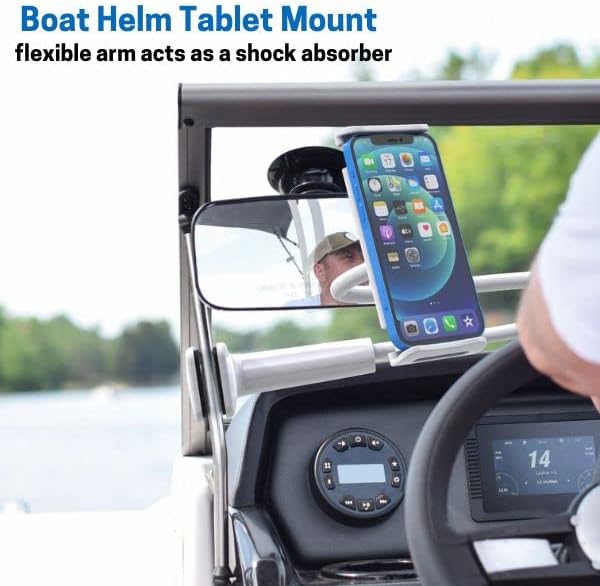 LEVO Clamping Gooseneck Phone and Tablet Mount Holder with Flexible Long Arm – Ideal for Desk, Office, Bedside, Headboard, Kitchen Counter, Boat, RV, and More - White