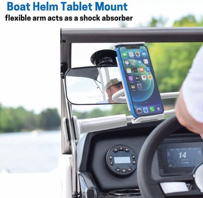 LEVO Clamping Gooseneck Phone and Tablet Mount Holder with Flexible Long Arm – Ideal for Desk, Office, Bedside, Headboard, Kitchen Counter, Boat, RV, and More - White