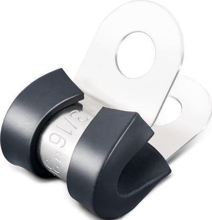 100PCS Cable Clamps 3/16 Inch 304 Stainless Steel Cable Clamps Rubber Coated Cushioned Insulated Cable Clamp,Automotive Wire Clamps,Pipe Clamps,Metal Clamp for Tube,Wire Cord Installation(5mm)