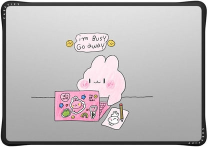 CASETiFY Impact MacBook Air 15" (M2-M4) Case [Cushioned Impact Corners/Scratch-Resistant/Anti-Slip Grip] - I'm Busy - Clear Black