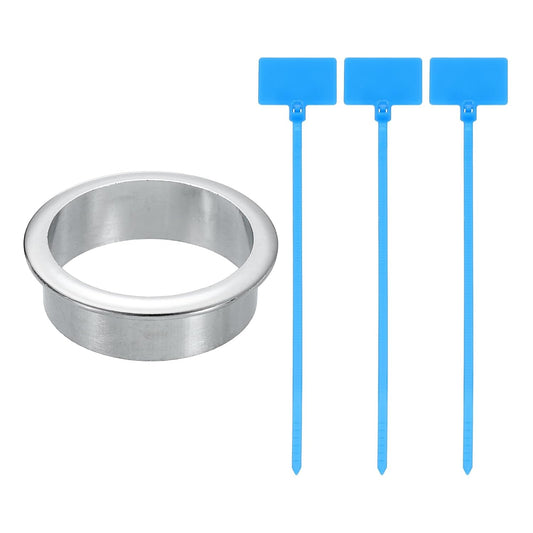 uxcell Desk Grommet, 2" (50mm) Zinc Alloy Cable Hole Cover Wire Cord Organizer with Marked Cable Ties for Home Office Desktop Wire, Silver Tone