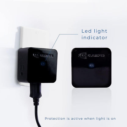 Clamper 3-Outlet Surge Protector 1800 Joules, 1875W, for TV, PC, Xbox, PS5, Refrigerators and Other Appliances (Compact Wall Surge Protector), iCLAMPER Power 3, 1-Pack Black