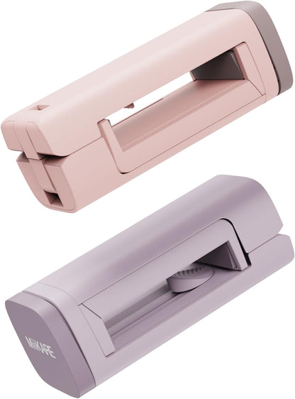 MiiKARE Airplane Travel Essentials Phone Holder, Universal Handsfree Phone Mount for Flying with 360 Degree Rotation, Accessory for Airplane, Travel Must Haves Phone Stand for Desk-Purple&Pink