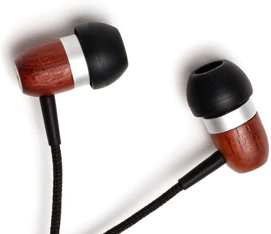 Symphonized Premium Wooden Earphones Wired (3.5mm Jack) Deep Bass Sound, 3D Sound, Microphone Volume Control, 90% Noise Cancelling for Type C Devices. Earphones for Android