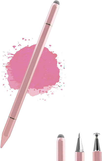 3 in 1 Universal Stylus Pen for Touchscreen,High Sensitivity & Precision Capacitive Stylus Pen for iPad Suitable for All Touch Screens of iPhone/iPad/Android/Samsung Galaxy/Tablets-Pink